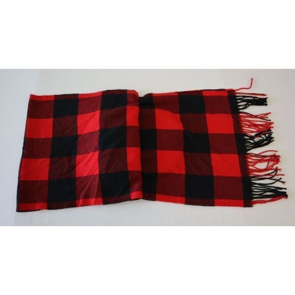Club Room Men's One Size Red/Black Plaid 2 Piece Scarf & Beanie Set - Picture 3 of 5